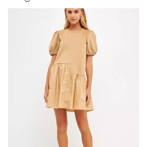 English Factory Women's Knit Woven Mixed Dress